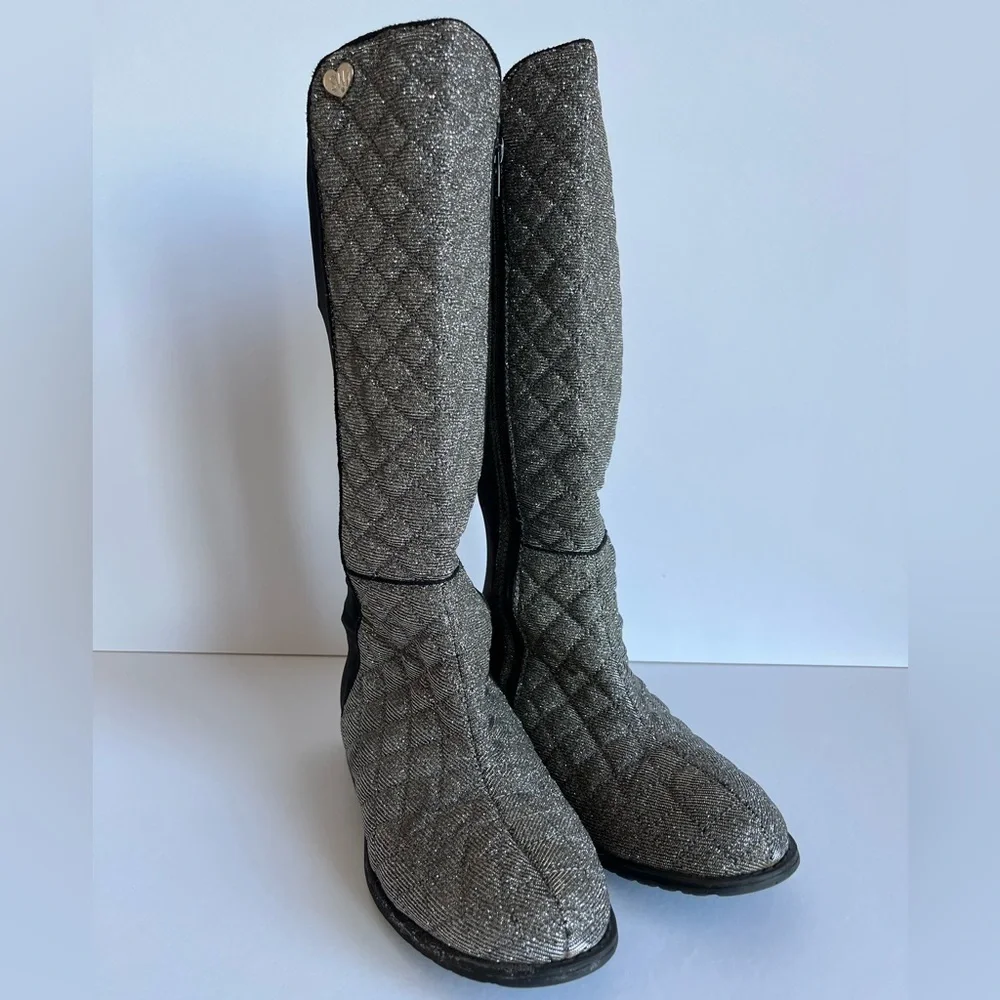 Stuart Weitzman Girls 50/50 Riding Boots Glitter Shimmer Size 5